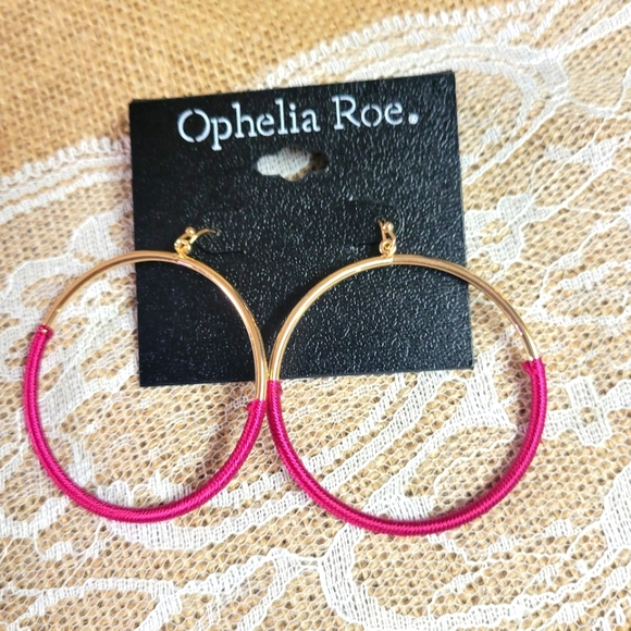 🛒🛍️💥NWT Ophelia Roe pierced wire wrapped hoops pink and gold - Picture 1 of 6